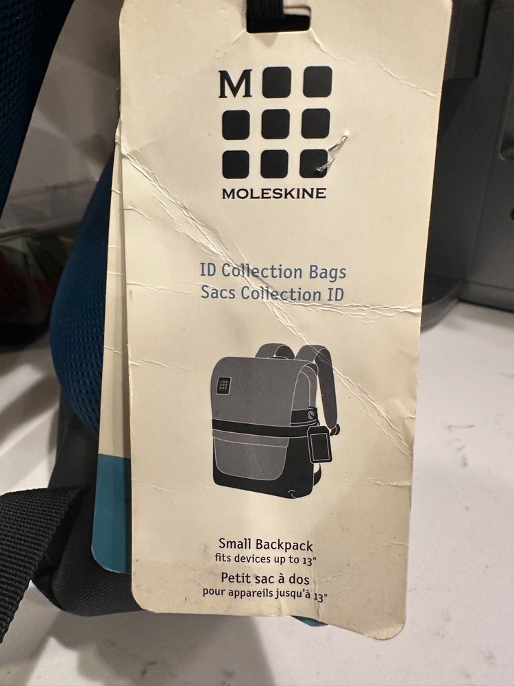 NWT Moleskine Backpack Small Blue Black Sacs Collection ID Crosshatch Adjustable - Picture 6 of 16